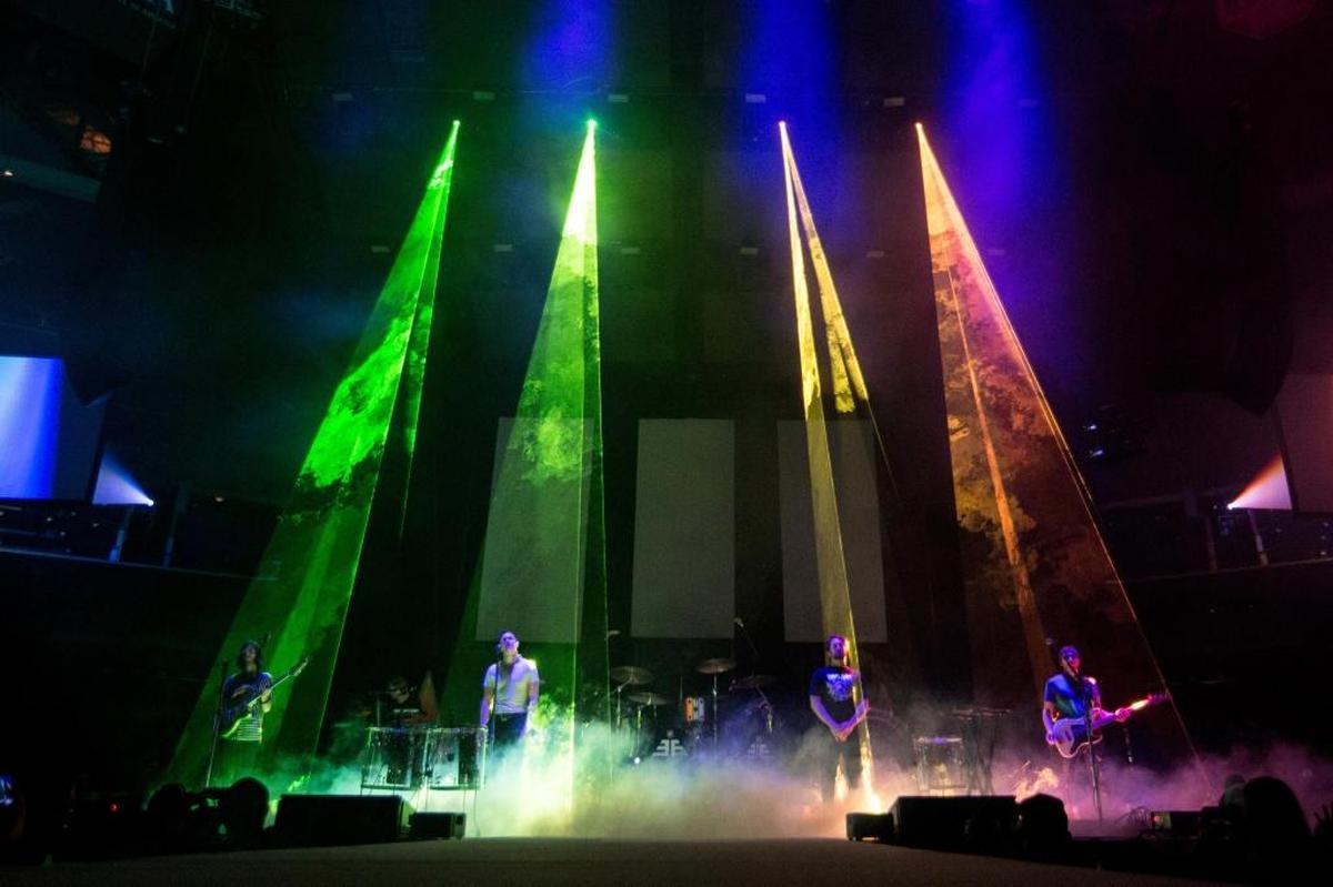 Imagine Dragons during the band’s concert at Charlotte’s Spectrum Center on Wednesday night.