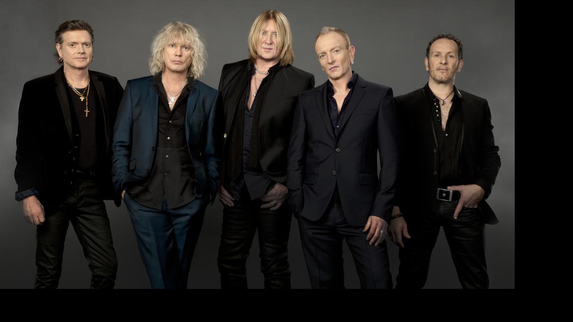 
Rick Allen, Rick Savage, Joe Elliott, Phil Collen, and Vivian Campbell of Def Leppard.
