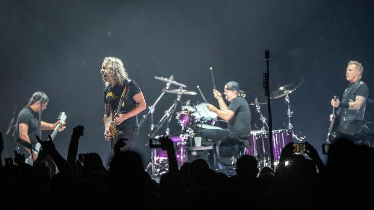 Metallica on stage at Spectrum Center Monday night.