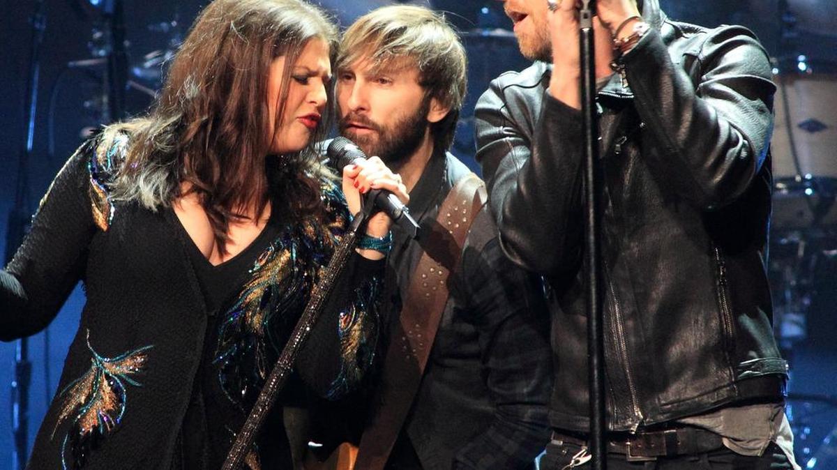 
Hillary Scott, from left, Dave Haywood and Charles Kelley of the country-pop music group Lady Antebellum perform in Philadelphia in 2014. 
