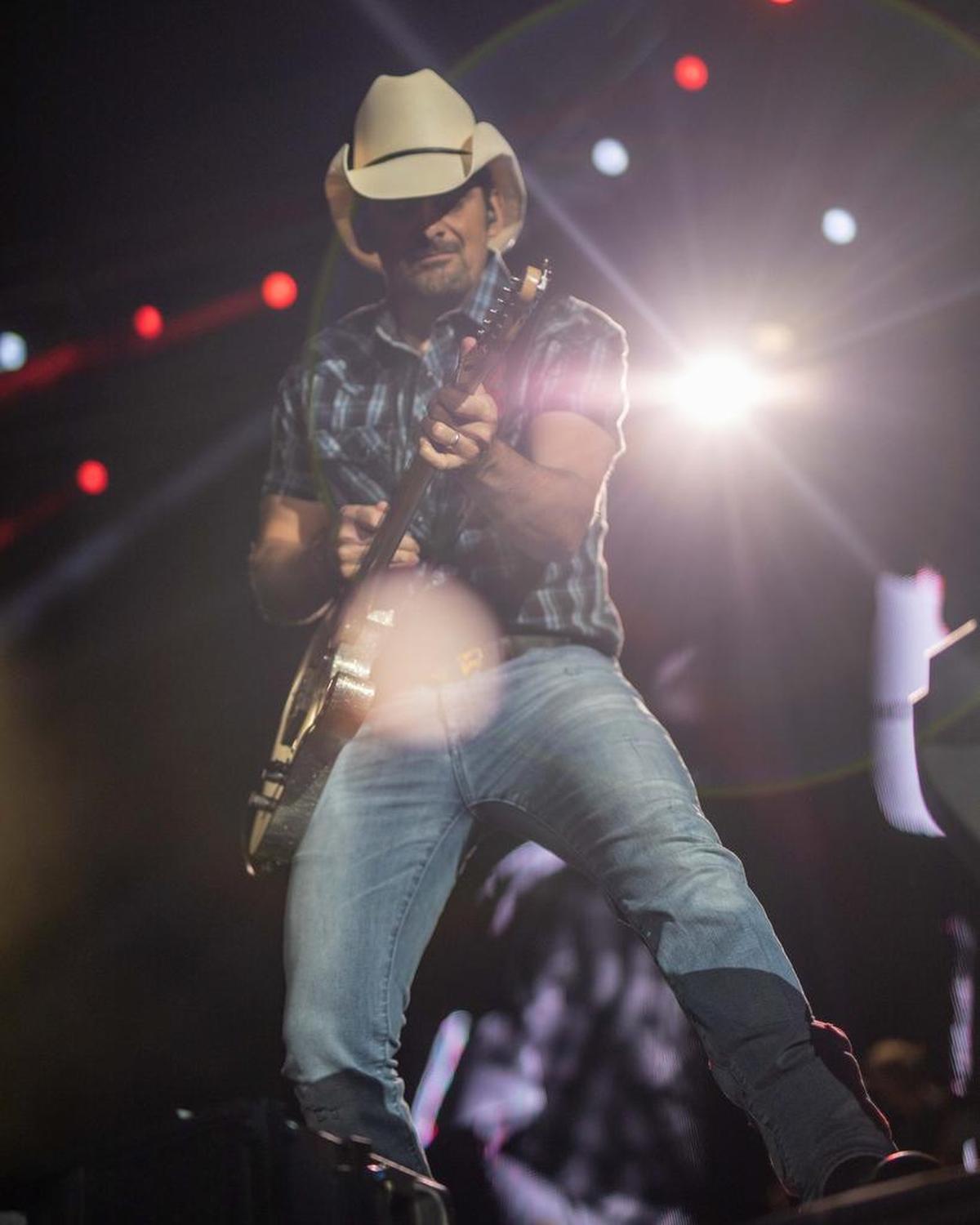 Brad Paisley performs at American Legion Memorial Stadium on Friday night.
