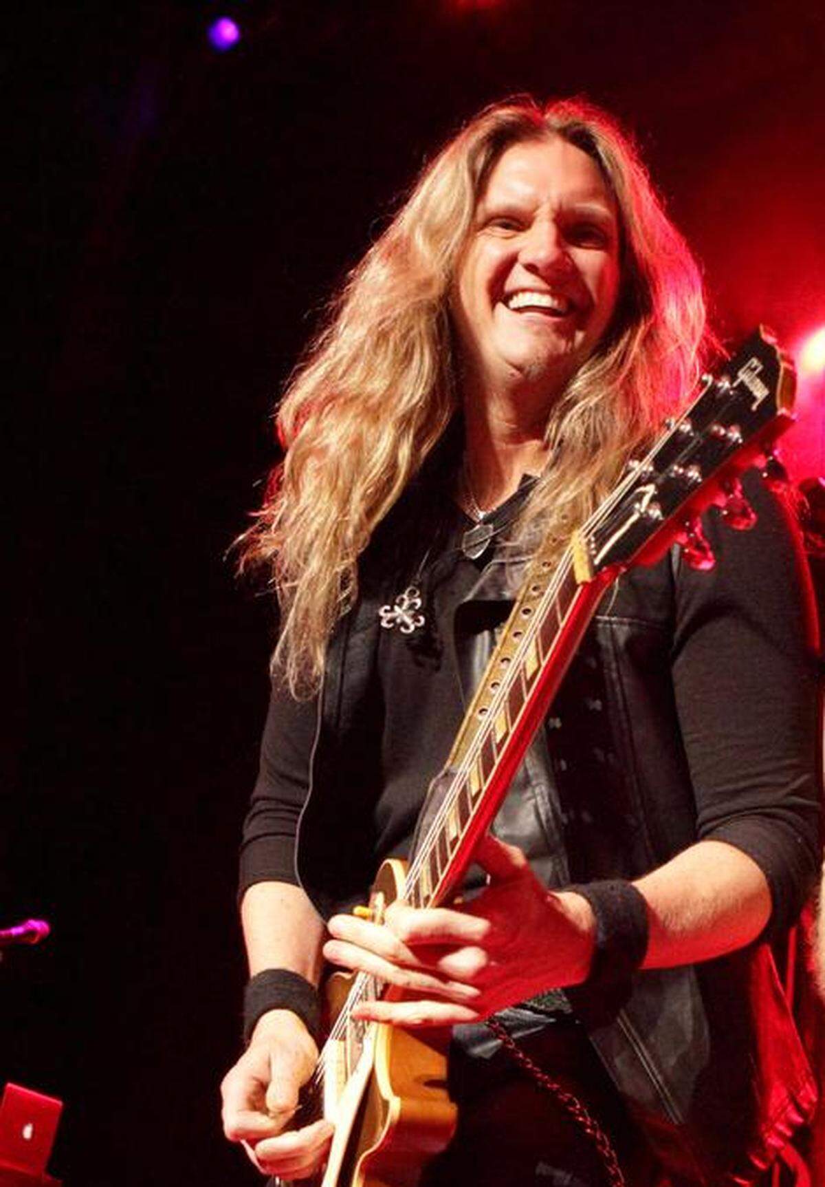 Joel Hoekstra and Brad Gillis of the rock band Night Ranger perform in concert during the M3 Rock Fest at Merriweather Post Pavilion on Saturday, April 26, 2014, in Columbia, Md. (Photo by Owen Sweeney/Invision/AP)