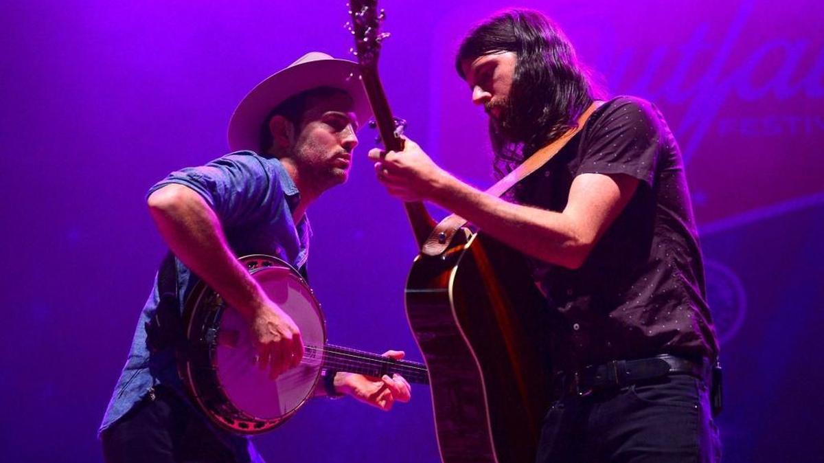 Scott and Seth Avett perform during The Avett Brothers’ set at PNC Music Pavilion on Wednesday night. (Willie Nelson did not allow photographers to shoot his performance.)
