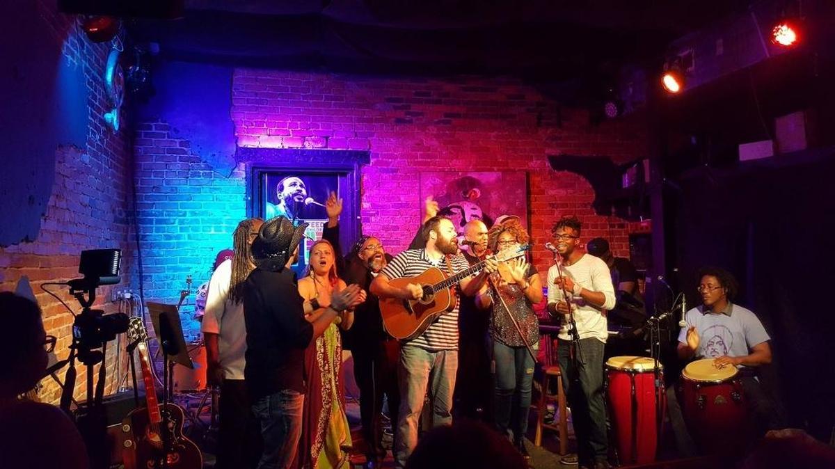 At a previous Charlotte Does concert, local musicians put on a tribute to Marvin Gaye at Evening Muse.