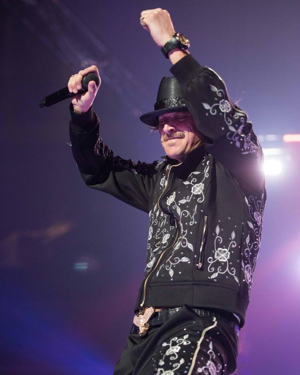 Kid Rock performs at Spectrum Center on Saturday night as part of his “Greatest Show on Earth Tour.”