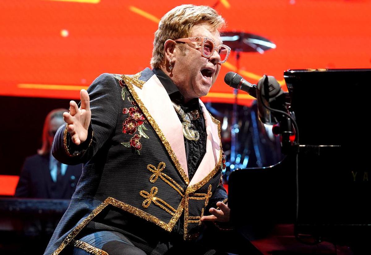 Elton John performs Bennie and the Jets during his Farewell Yellow Brick Road show at Spectrum Center in Charlotte, NC on Wednesday, November 6, 2019.