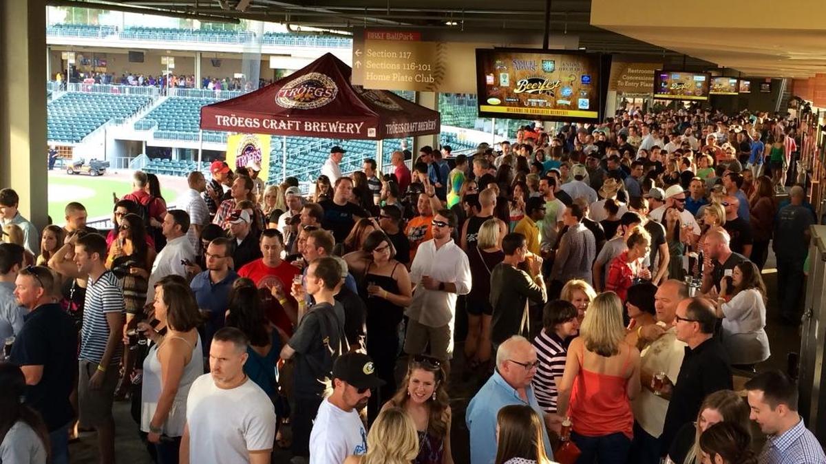 
Crowds gather inside BB&T Ballpark for the Charlotte Beerfest last year.
