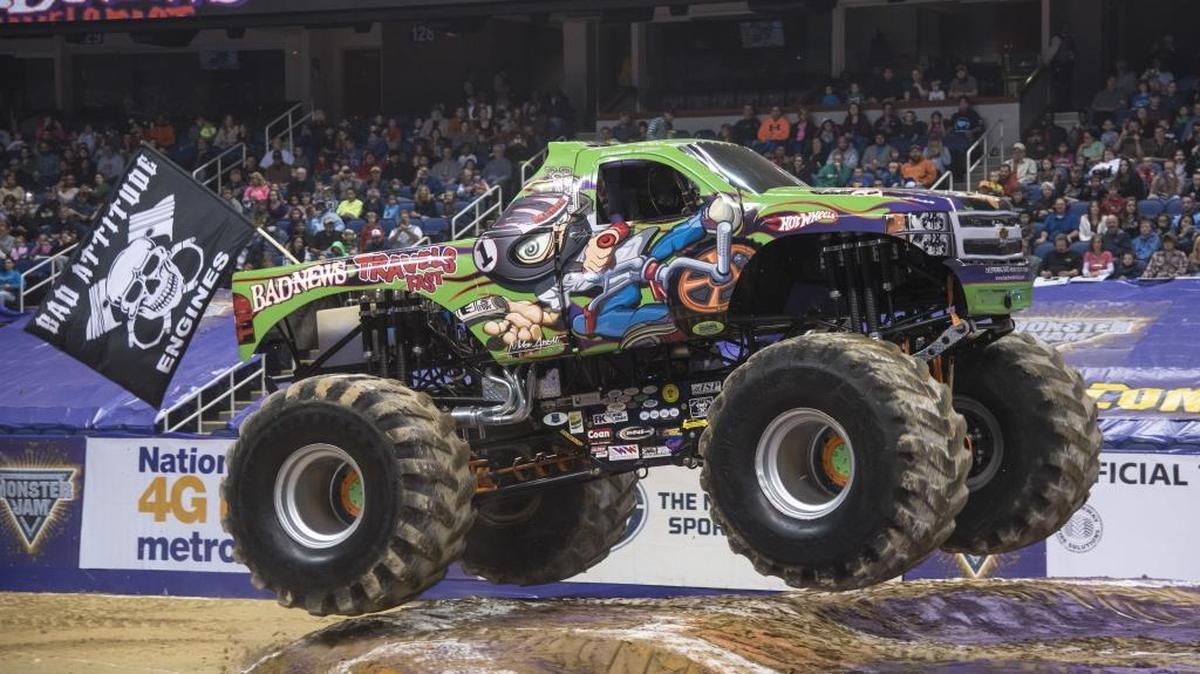 Brandon Derrow’s Bad News Travels Fast truck, which competes in the first Monster Jam show of the year Friday and Saturday at Spectrum Center.