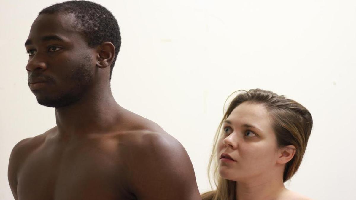 
Kevin Aoussou and Alexandria White don’t see eye to eye in Shakespeare Carolina’s “The Picture of Dorian Gray.”
