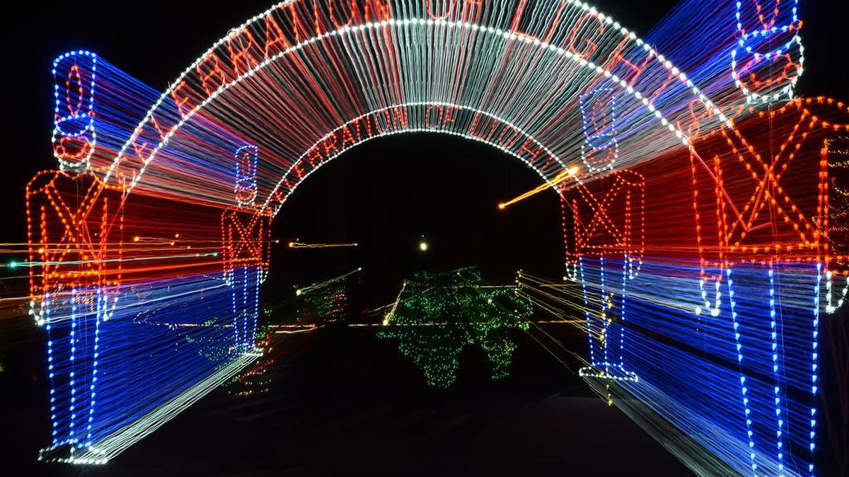 Enjoy light displays throughout Village Park at the Kannapolis Celebration of Lights.