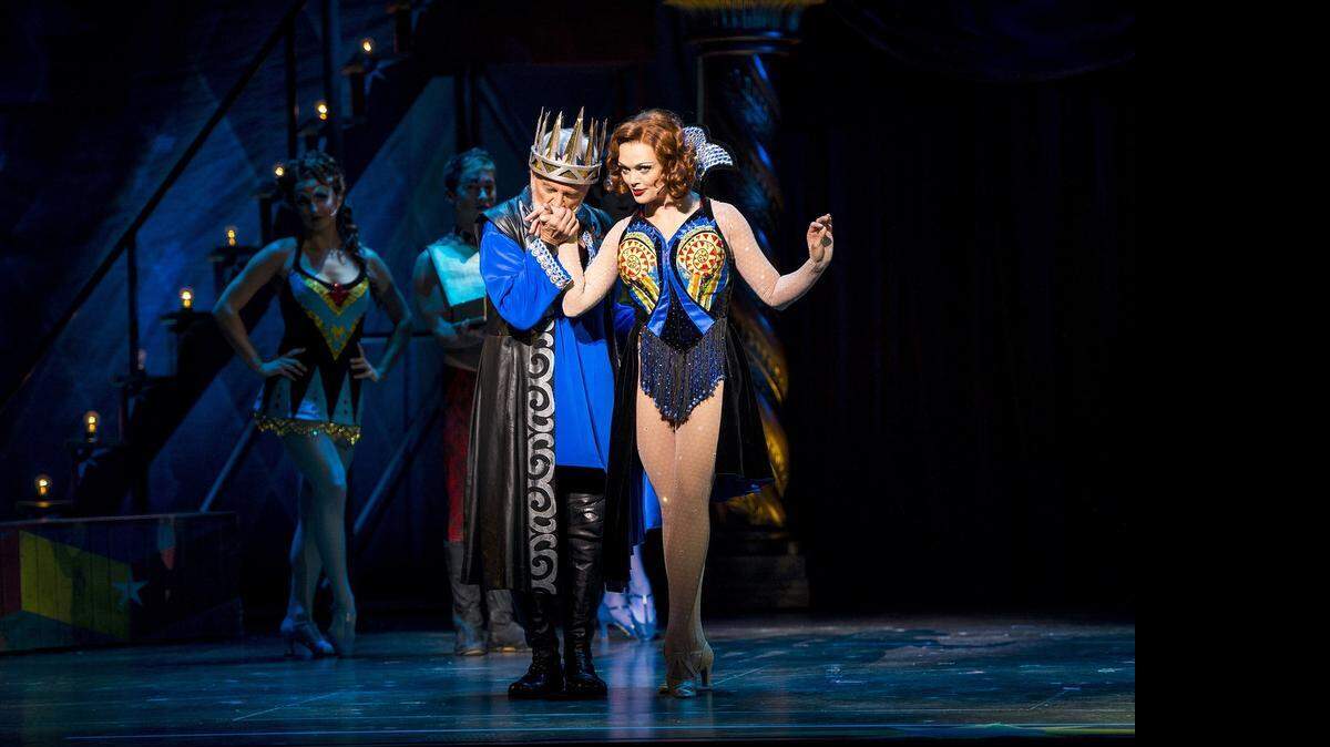 
Charlemagne (John Rubinstein) falls under the spell of scheming Fastrada (Sabrina Harper) in “Pippin.”
