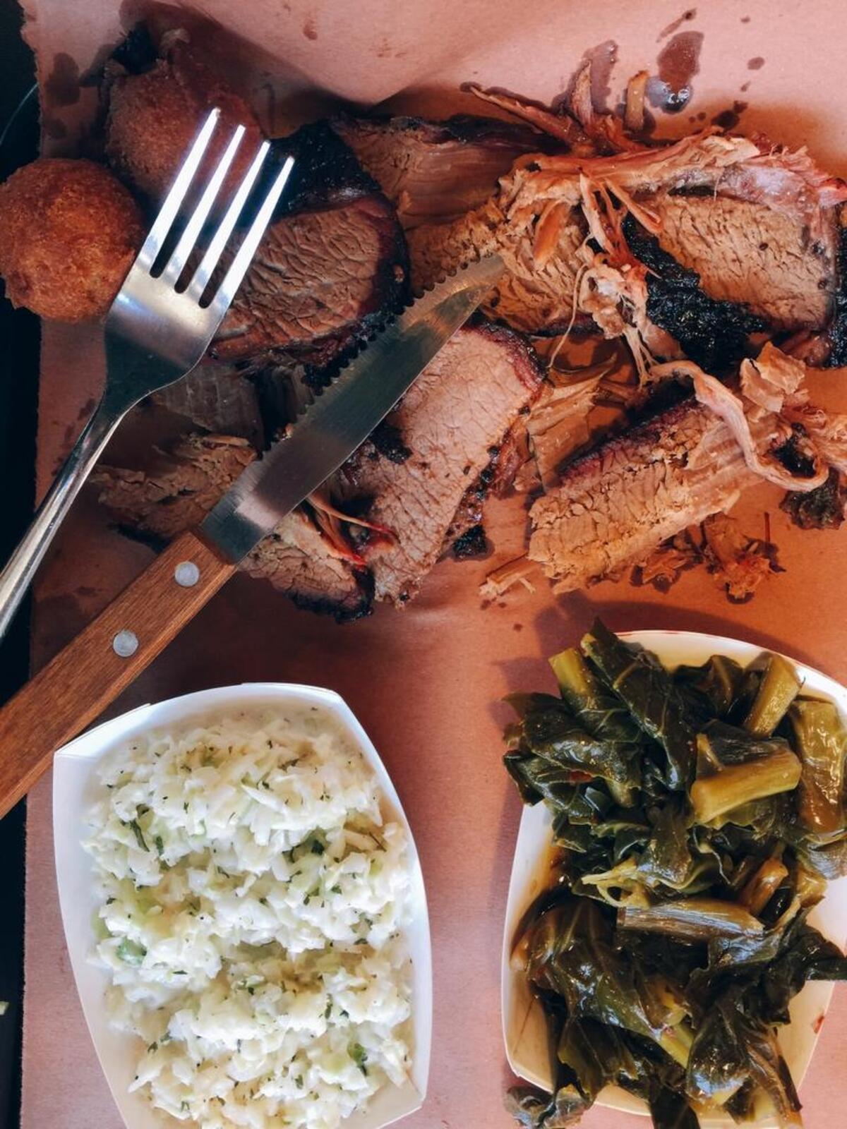 Sauceman’s BBQ served a classic smoked brisket in a pile of thick slices.
