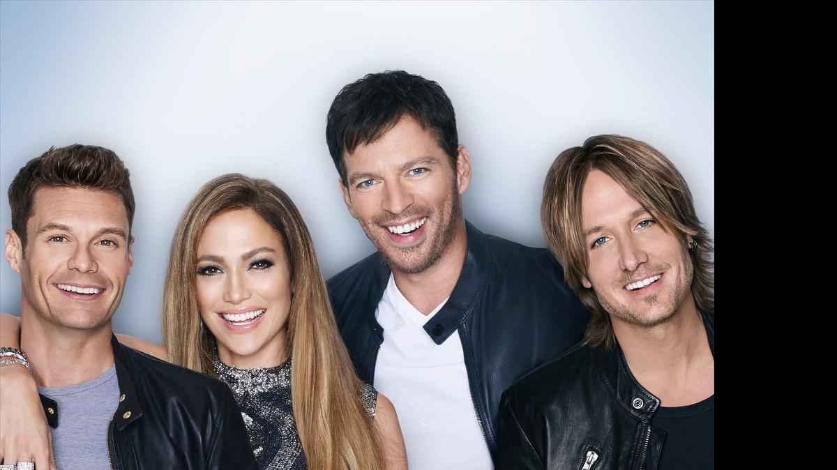 
(L-R) “American Idol” host Ryan Seacrest along with judges Jennifer Lopez, Harry Connick Jr. and Keith Urban.
