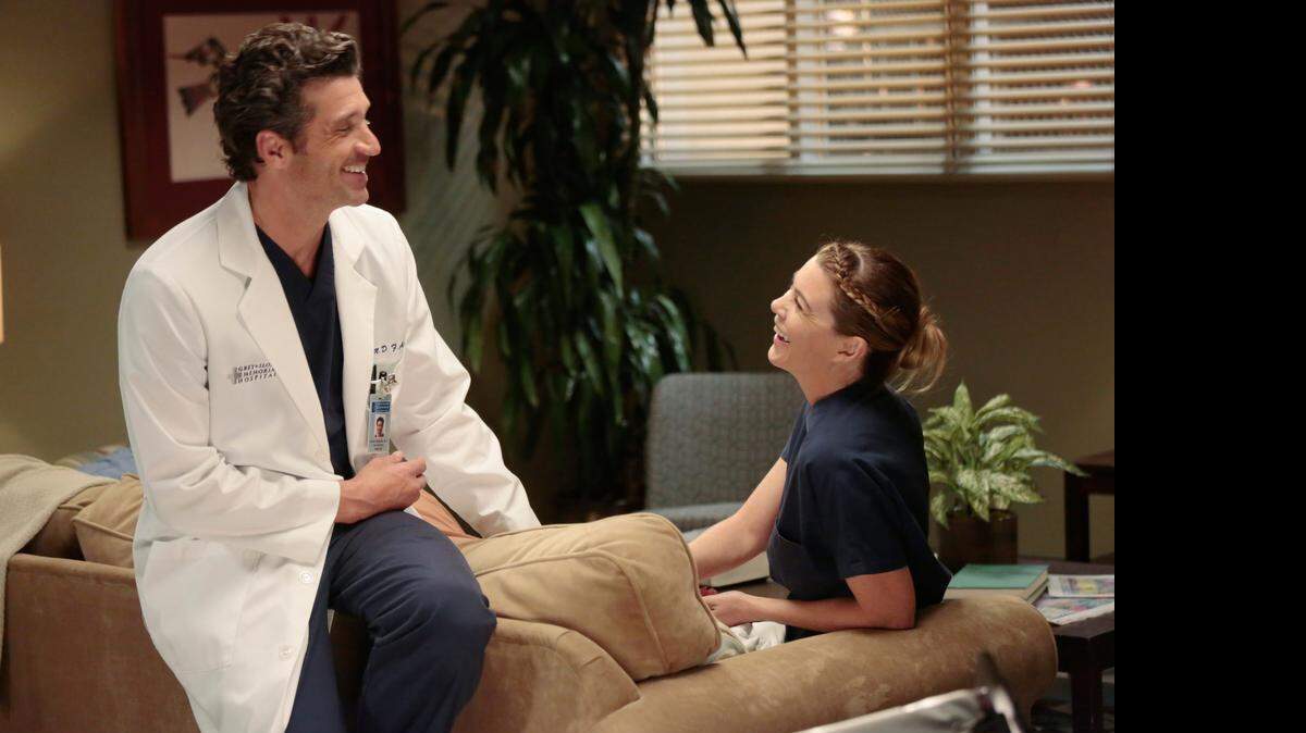 
Patrick Dempsey (left) as Derek Shepherd and Ellen Pompeo as Meredith Grey on “Grey’s Anatomy.”


