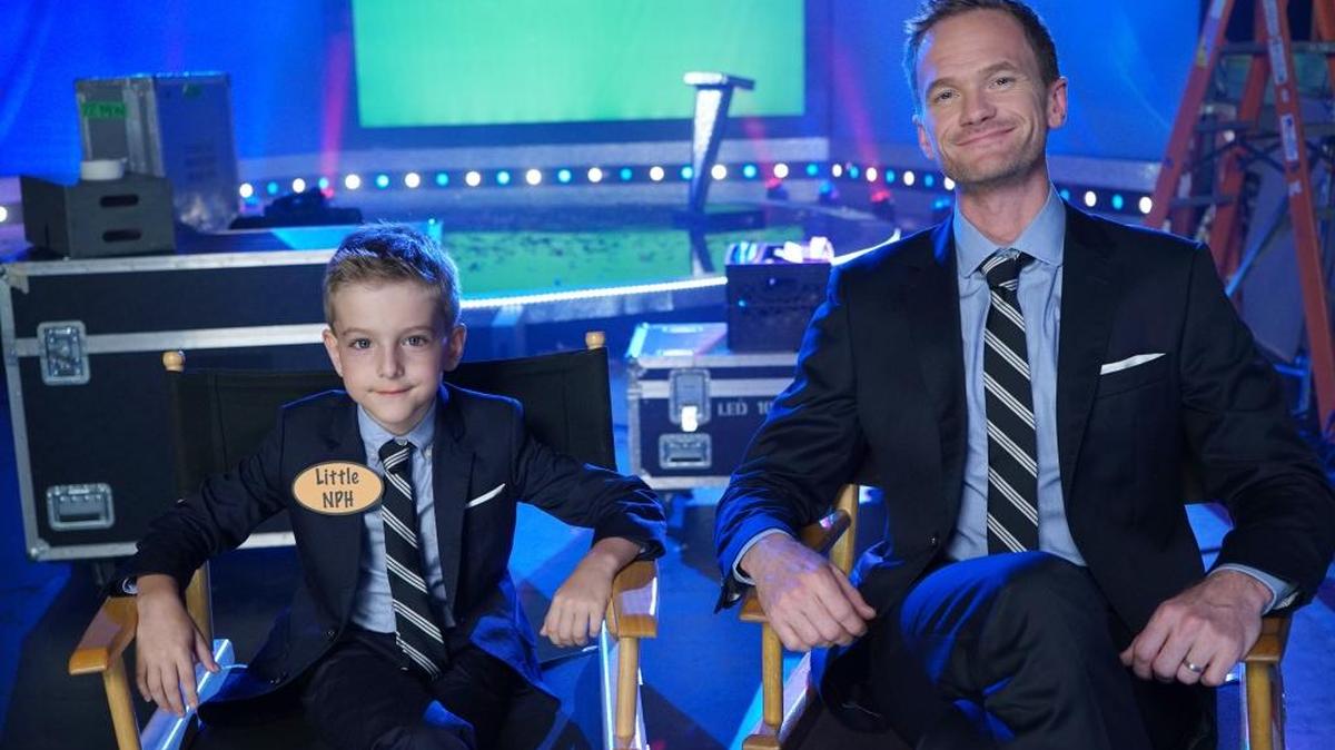 
 Nathaniel Motulsky as Little NPH and Neil Patrick Harris in a promotional spot for “Best Time Ever with Neil Patrick Harris.” 
