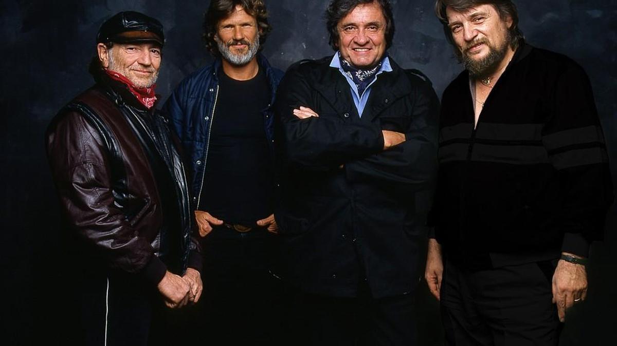 The pioneering outlaw country music supergroup The Highwaymen featured (l-r) Willie Nelson, Kris Kristofferson, Johnny Cash and Waylon Jennings.