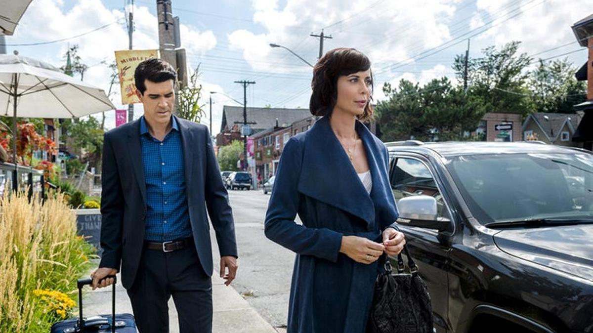 Catherine Bell (right) as Cassie Nightingale in the “Good Witch Halloween” movie on the Hallmark Channel.