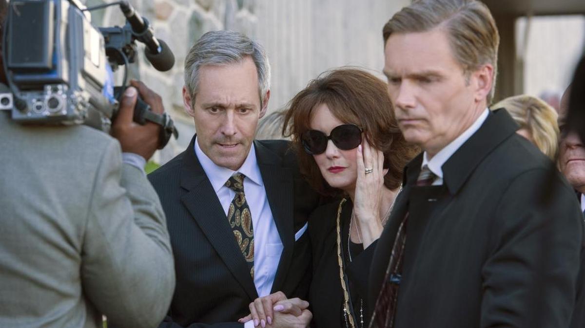 Michel Gill, left, and Julia Campbell star in Lifetime’s “Who Killed JonBenet?”