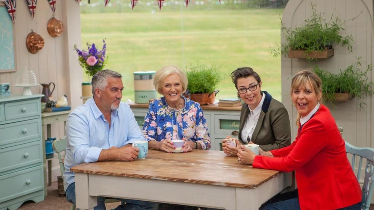 (L-R): Paul Hollywood, Mary Berry, Sue Perkins and Mel Giedroyc from “The Great British Baking Show.”