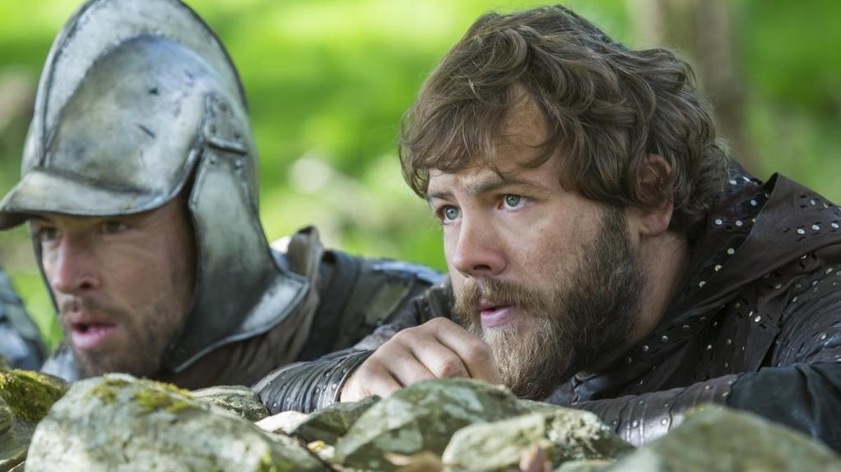 Moe Dunford, right, as Prince Aethelwulf in History’s “Vikings.”