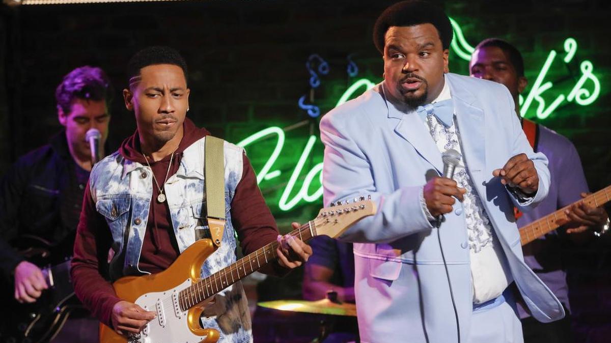 
Brandon T. Jackson (left) as Ben Robinson and Craig Robinson as Craig Robinson in NBC’s “Mr. Robinson.” 
