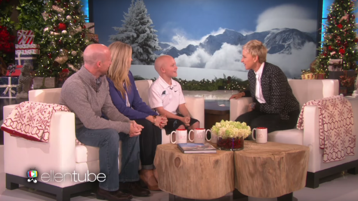 Braylon Beam returned to “The Ellen DeGeneres Show” on Monday’s episode alongside his parents, Jesse and Meredith. The Denver, N.C., boy tried to convince DeGeneres to become a Panthers fan.