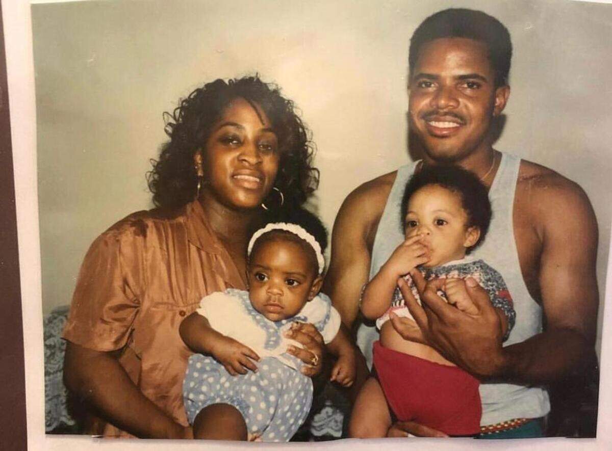 Kimberly and Luxley Daniels with their fraternal twins Brehanna, right, and Brehon.