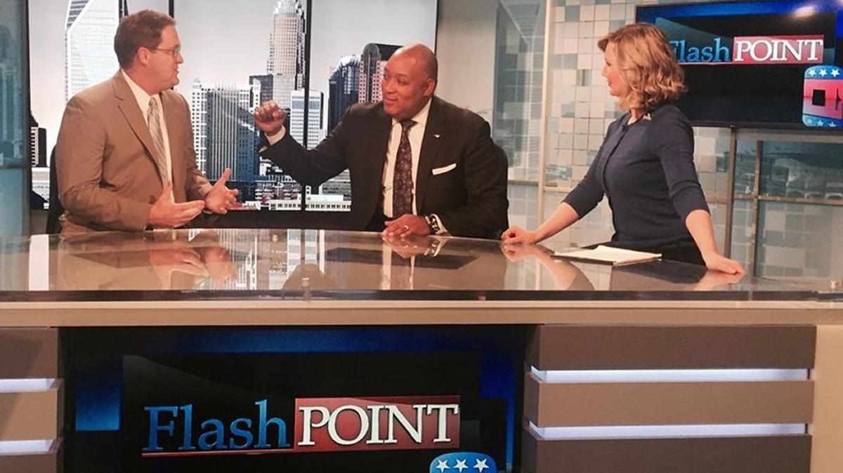 “Flashpoint,” WCNC’s current affairs Sunday morning program with Beth Troutman, right, was one of the shows disrupted for over-the-air viewers when a technical failure occurred at the NBC affiliate’s transmitter over the weekend.