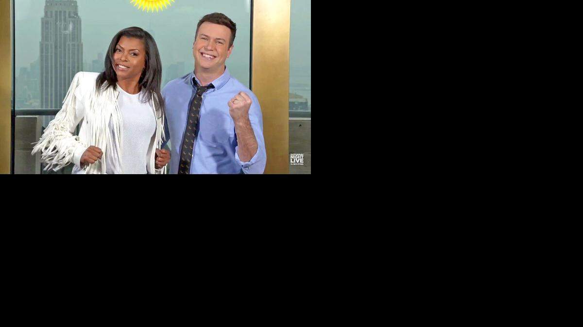 
Taraji P. Henson (left) and Taran Killam in a promo for the upcoming “Saturday Night Live.” 
