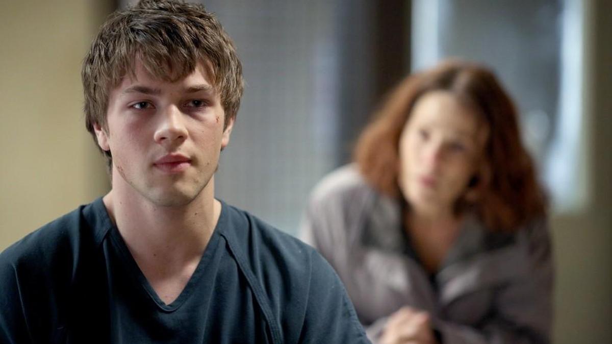 Connor Jessup, left, as Taylor, and Lili Taylor as Anne, in ABC’s “American Crime.”