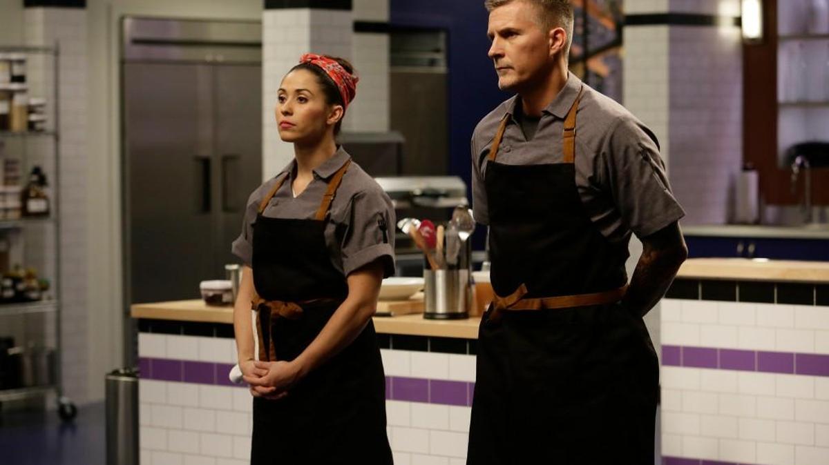 Raleigh chef Scott Crawford (right) appears with chef Brittany Cassidy on Bravo’s “Recipe for Deception.”