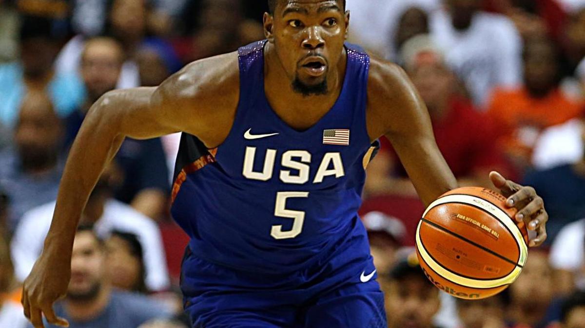 Kevin Durant of USA’s Olympic team during a basketball exhibition game against Nigeria on Monday.