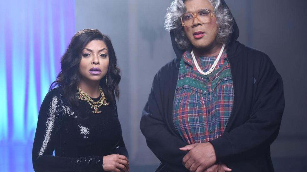 Taraji P. Henson, left, and guest star Tyler Perry as Madea in “Taraji’s White Hot Holidays” special episode on Fox.