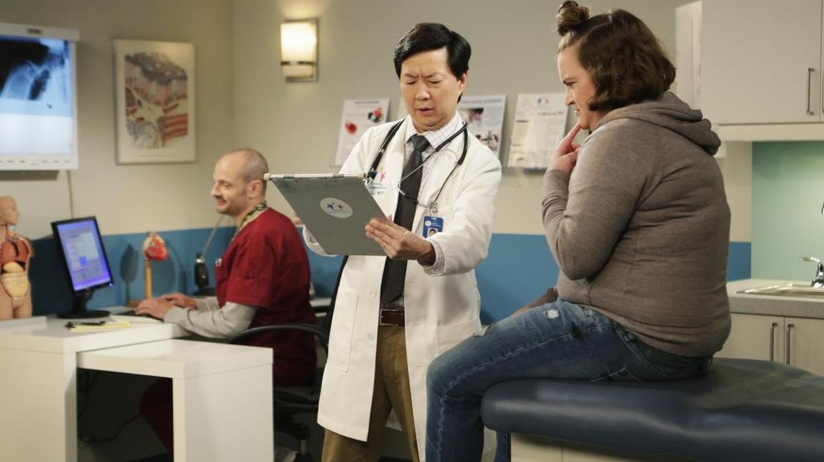 
(L-R): Jonathan Slavin, Ken Jeong and Betsy Sodaro in “Dr. Ken.”


