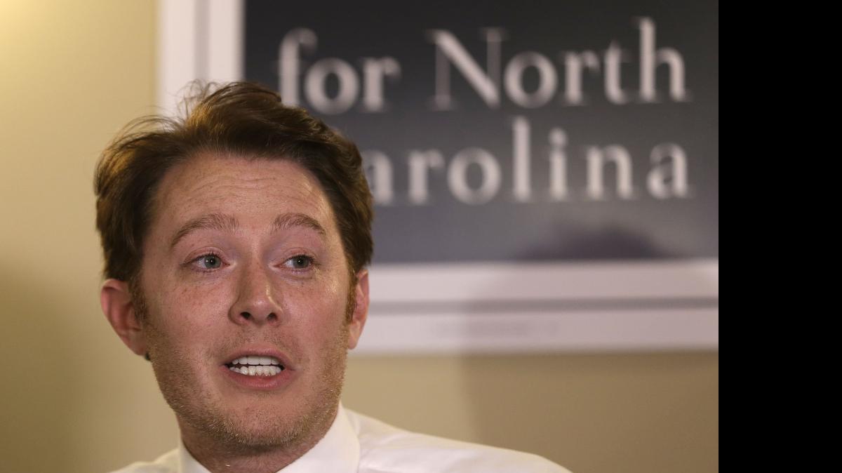 
Clay Aiken speaks to supporters during an election night watch party in Holly Springs, N.C., Tuesday, May 6, 2014. 
