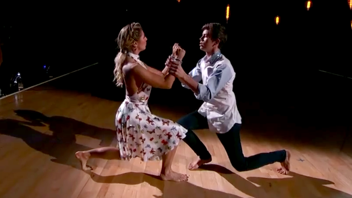 
Hayes Grier and Emma Slater compete in Tuesday’s ‘Dancing With the Stars.’ 
