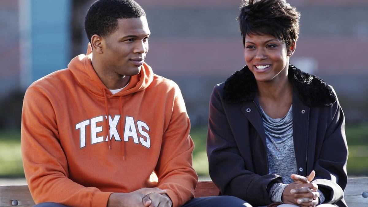 Daniel Bellomy and Cassandra Freeman star in “The Real MVP: The Wanda Durant Story” on Lifetime.