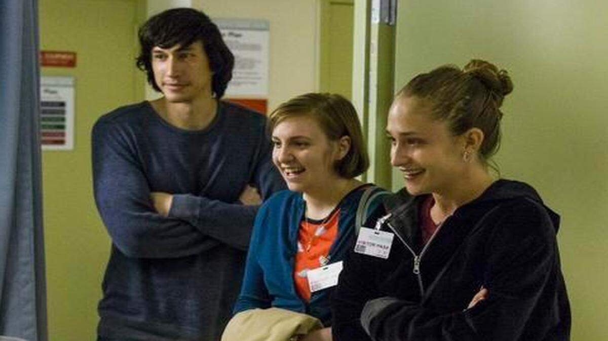 
(L-R) Adam Driver, Lena Dunham and Jemima Kirke in the season finale episode of “Girls” on HBO.
