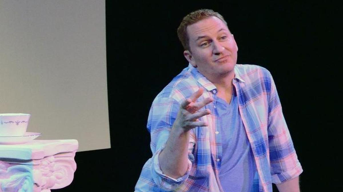 
Joe Rux plays a struggling actor who runs a shopping mall in Barbra Streisand’s basement in “Buyer and Cellar,” which gets its local premiere this weekend from Queen City Theatre Company.
