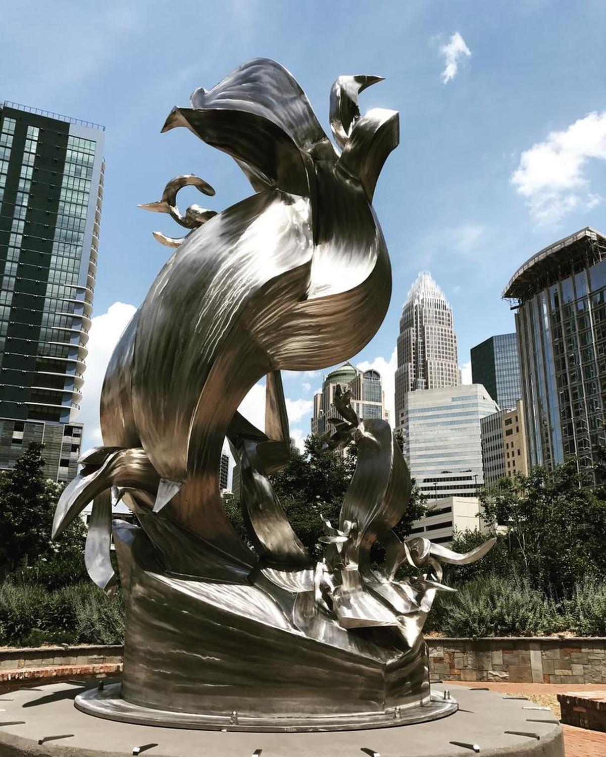 Spiral Odyssey, 2017, by Richard Hunt.