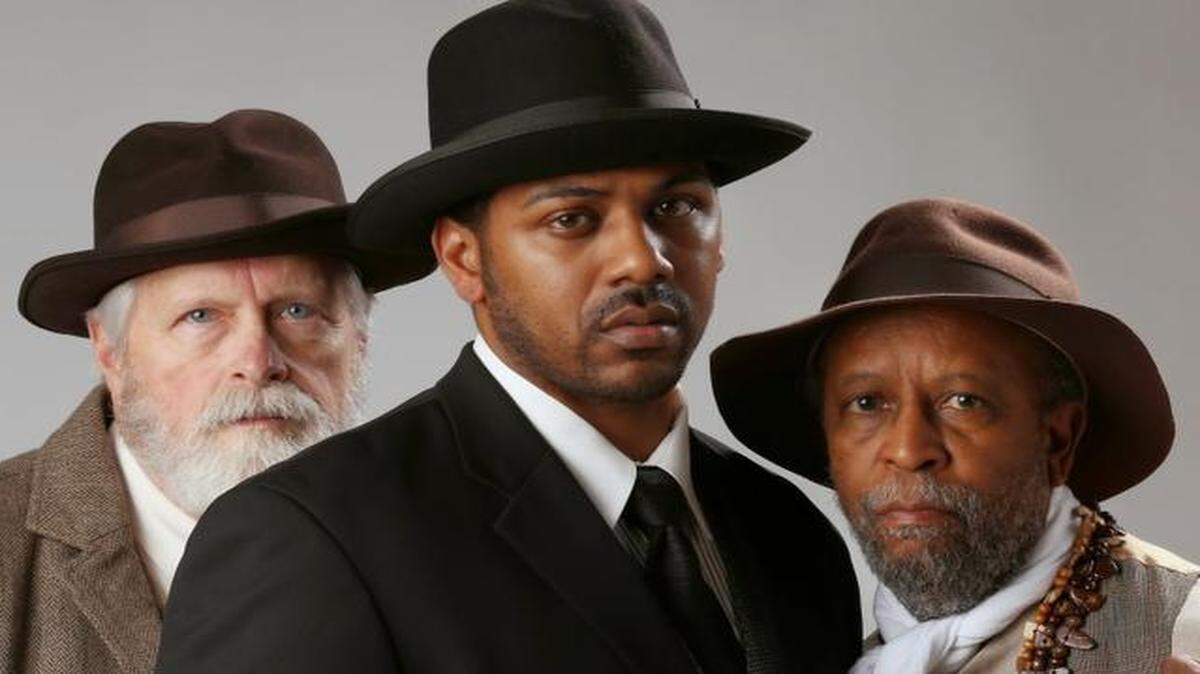 
From left: Tom Scott, Jonavan Adams and Willie J. Stratford Jr. cross paths uneasily in CPCC Theatre’s “Joe Turner’s Come and Gone.”
