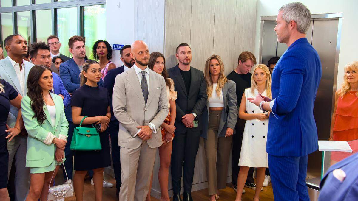 The cast of “Owning Manhattan” with Ryan Serhant.