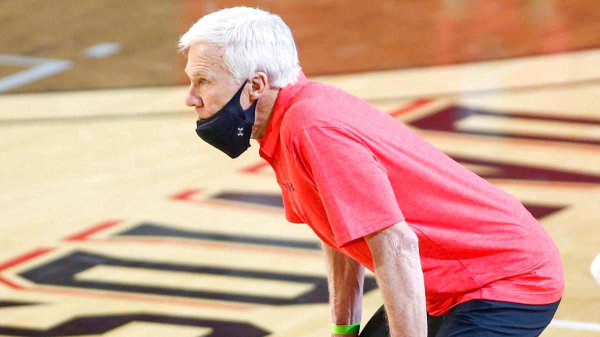 Davidson coach Bob McKillop watches his team play against Charlotte in the second half of a college basketball game in Davidson, N.C., Tuesday, Dec. 15, 2020.