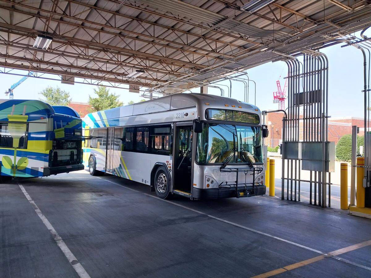 Charlotte Area Transit System bus waiting to be unveiled