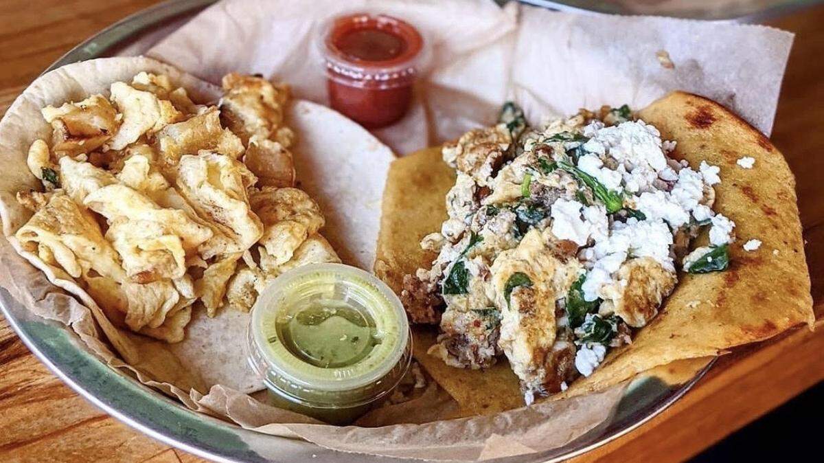 The Billy Ocean and Bright and Early breakfast tacos from Taco Billy in Asheville.