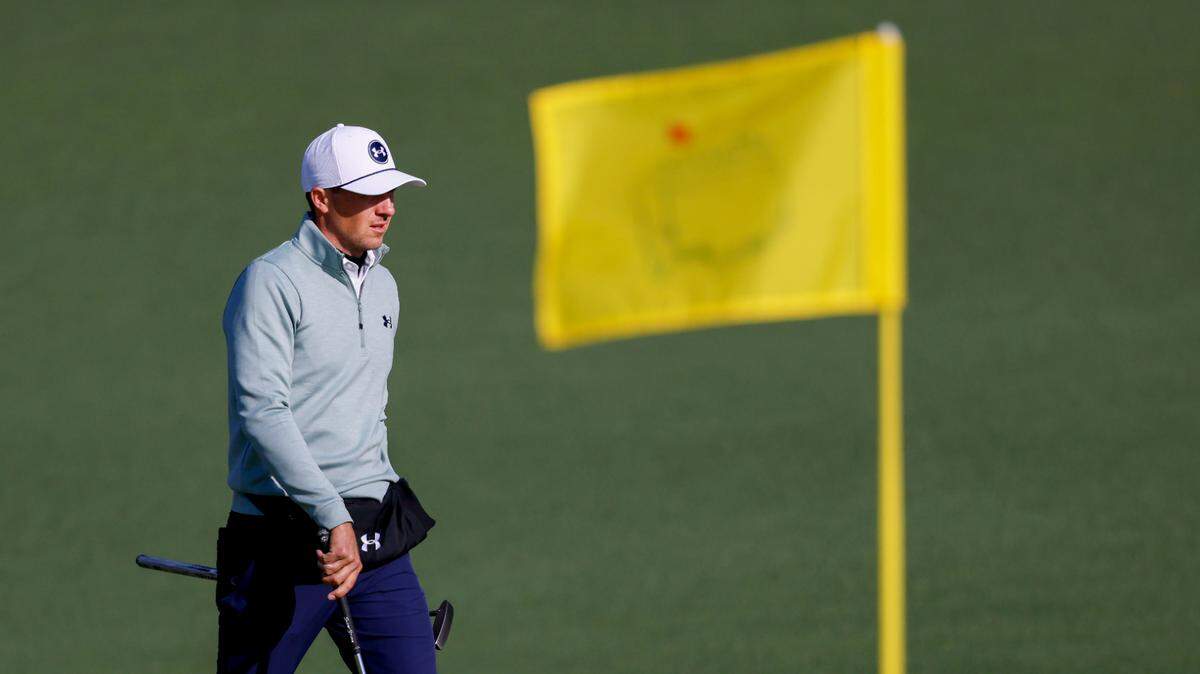Jordan Spieth walks the No. 2 green Wednesday during a practice round for the Masters Tournament at Augusta National Golf Club.