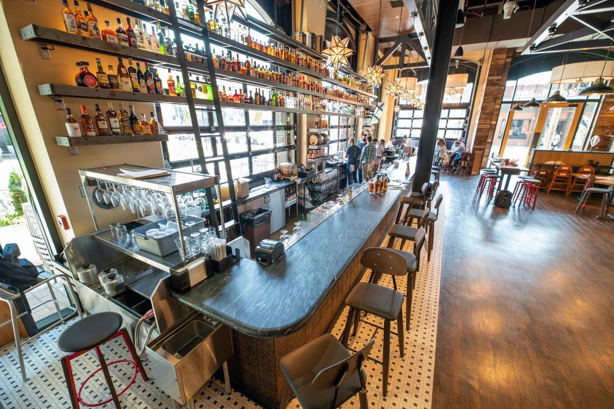 The bar at STIR is the centerpiece of the interior.