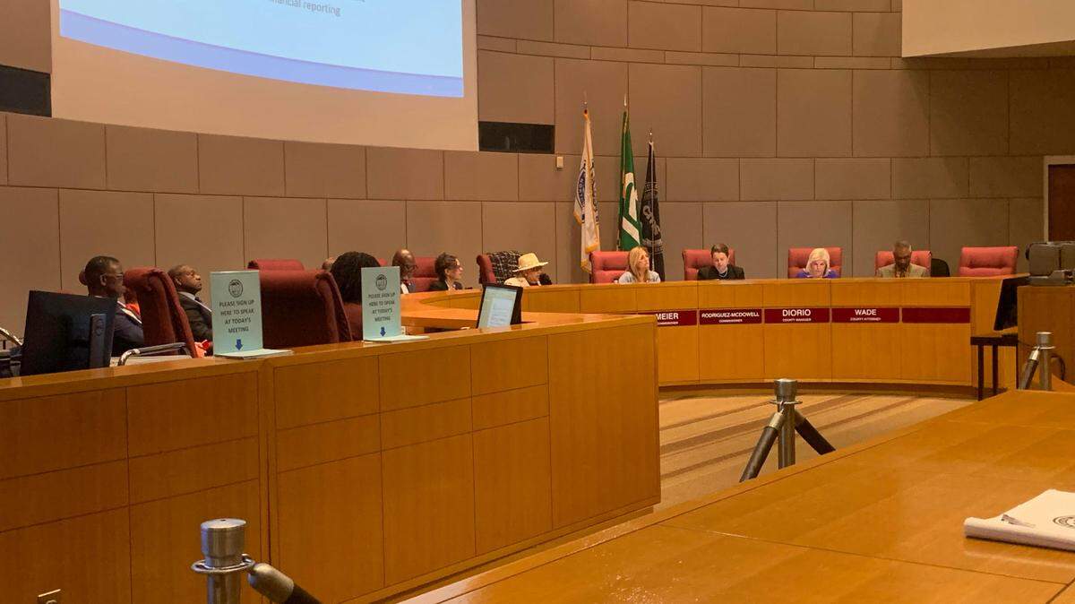 The Mecklenburg County Board of Commissioners meets Oct. 17, 2023 at the Charlotte Mecklenburg Government Center.