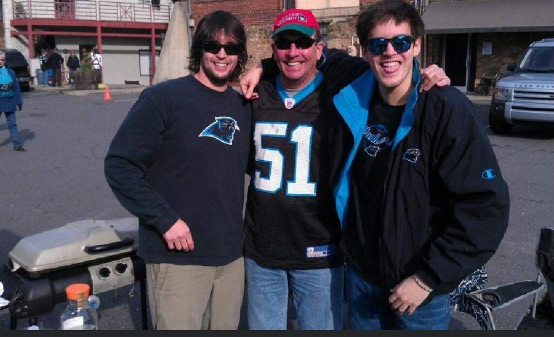 A snapshot of Jackson Cauthen (right), Lewis Cauthen III (middle) and Benjamin Cauthen (left) at a Christmas Eve 2011 tailgate before the Carolina Panthers played the Tampa Bay Bucanneers.