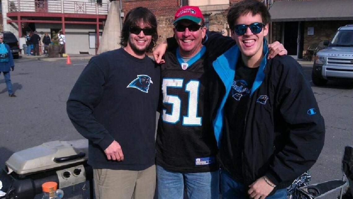 A snapshot of Jackson Cauthen (right), Lewis Cauthen III (middle) and Benjamin Cauthen (left) at a Christmas Eve 2011 tailgate before the Carolina Panthers played the Tampa Bay Bucanneers.